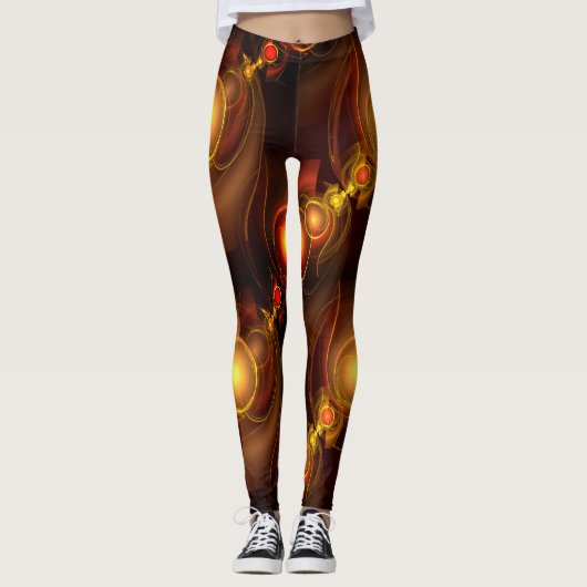 Gold Modern Boho Elegant Abstract Art Pattern #501 Leggings (Voorkant)