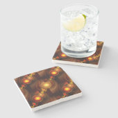 Gold Modern Boho Elegant Abstract Art Pattern #501 Stenen Onderzetter (Zijkant)