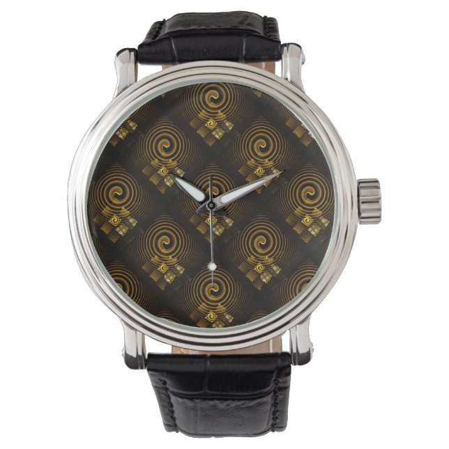 Gold Modern Boho Elegant Abstract Art Pattern #502 Horloge (Voorkant)