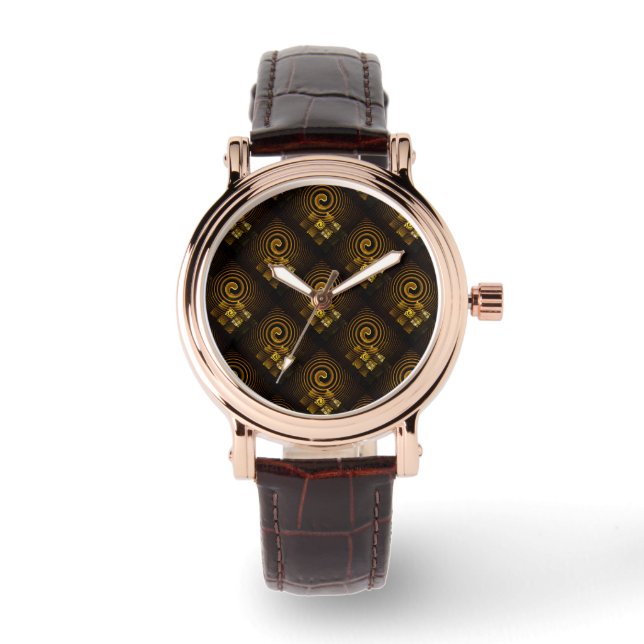 Gold Modern Boho Elegant Abstract Art Pattern #502 Horloge (Voorkant)