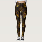 Gold Modern Boho Elegant Abstract Art Pattern #502 Leggings (Voorkant)
