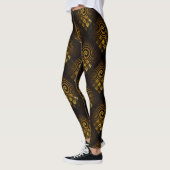 Gold Modern Boho Elegant Abstract Art Pattern #502 Leggings (Links)
