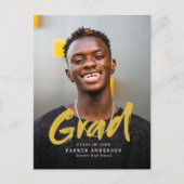 Gold Modern Brush Script Foto Afstuderen Briefkaart (Voorkant)