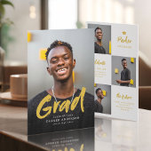 Gold Modern Brush Script Foto Afstuderen Kaart