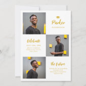 Gold Modern Brush Script Foto Afstuderen Kaart (Achterkant)