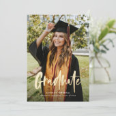 Gold Modern Calligraphy Photo Afstuderen Kaart (Staand voorkant)