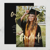 Gold Modern Calligraphy Photo Afstuderen Kaart (Voorkant / Achterkant)