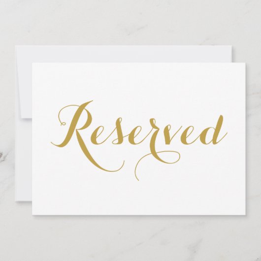 Gold Modern Calligraphy Reserved Wedding Sign Kaart (Voorkant)