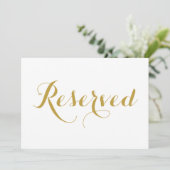 Gold Modern Calligraphy Reserved Wedding Sign Kaart (Staand voorkant)