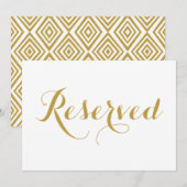 Gold Modern Calligraphy Reserved Wedding Sign Kaart (Voorkant / Achterkant)
