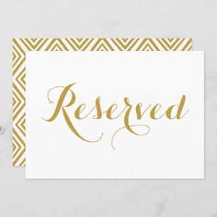 Gold Modern Calligraphy Reserved Wedding Sign Kaart
