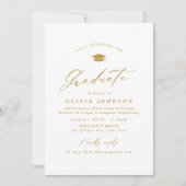 Gold Modern Calligraphy Simple Photo Graduation Kaart (Voorkant)