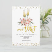 Gold Modern Cheers to Derty Invitation Kaart (Staand voorkant)