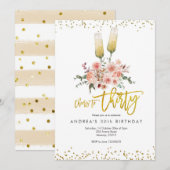 Gold Modern Cheers to Derty Invitation Kaart (Voorkant / Achterkant)