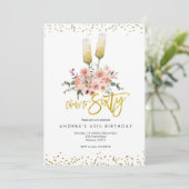 Gold Modern Cheers tot zestig uitnodiging (Staand voorkant)