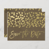 Gold Modern Chic Rustic Kraft Save the Date Aankondigingskaart (Voorkant / Achterkant)