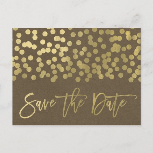Gold Modern Chic Rustic Kraft Save the Date Aankondigingskaart (Voorkant)