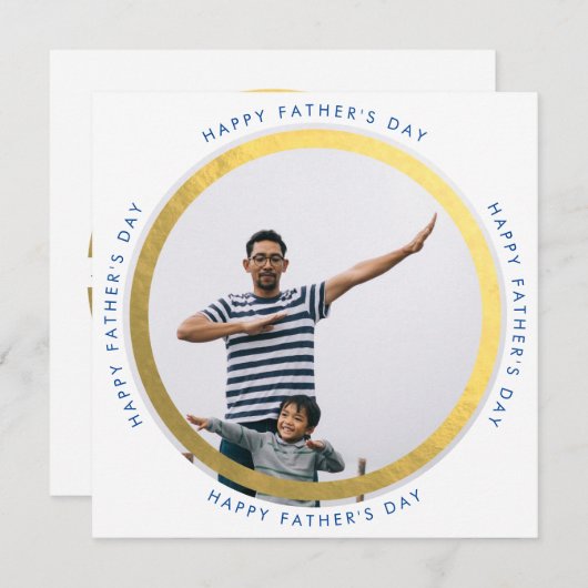 Gold Modern Circle Happy Vaderdag Foto Aankondiging (Voorkant / Achterkant)