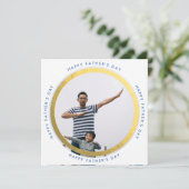 Gold Modern Circle Happy Vaderdag Foto Aankondiging (Staand voorkant)