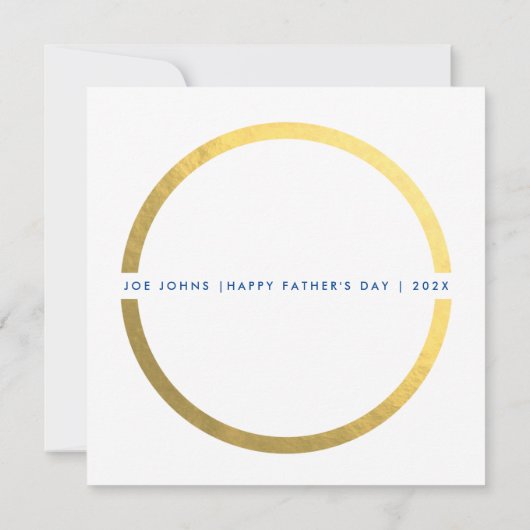 Gold Modern Circle Happy Vaderdag Foto Aankondiging (Achterkant)