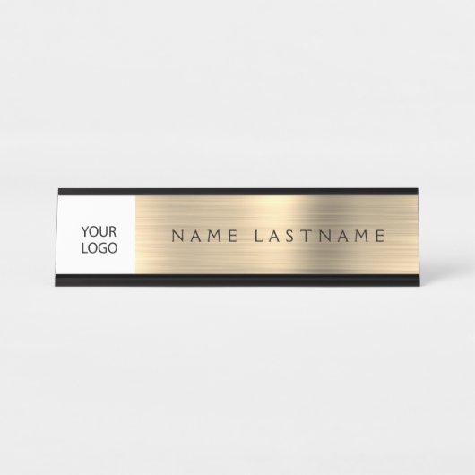 Gold Modern Custom Logo Executive Professional Bureau Naambordje (Voorkant)