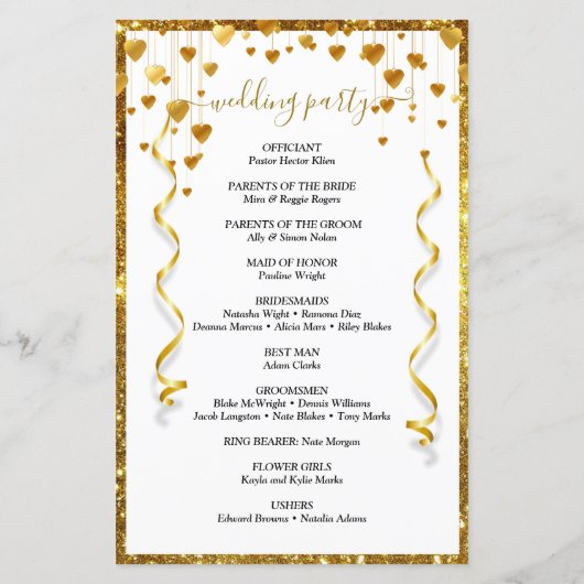 Gold Modern Elegant Calligraphy Wedding Program (Achterkant)