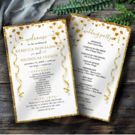 Gold Modern Elegant Calligraphy Wedding Program