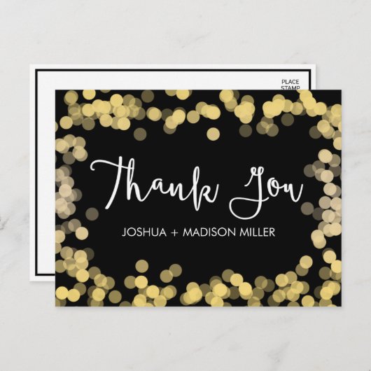 Gold Modern Elegant Huwelijk Dank u Briefkaart (Voorkant / Achterkant)