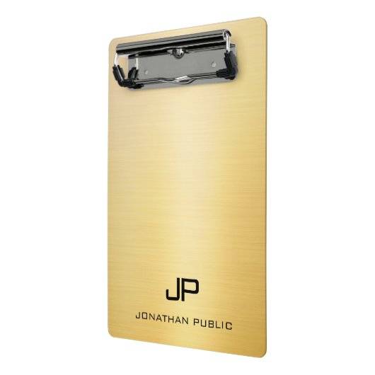 Gold Modern Elegant Monogram Minimalistische Sjabl Mini Klembord (Angled2)