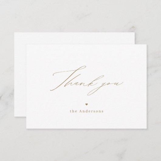 Gold modern, elegant script bedankt (Voorkant / Achterkant)