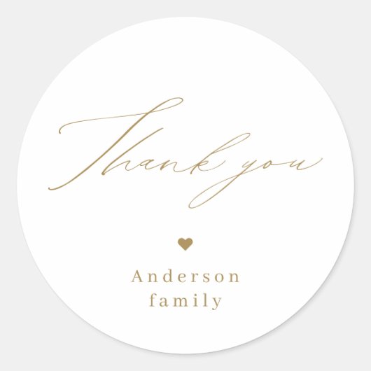 Gold modern, elegant script bedankt ronde sticker (Voorkant)