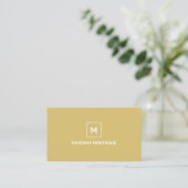 Gold Modern Elegant Simple Monogram Name Visitekaartje (Staand voorkant)