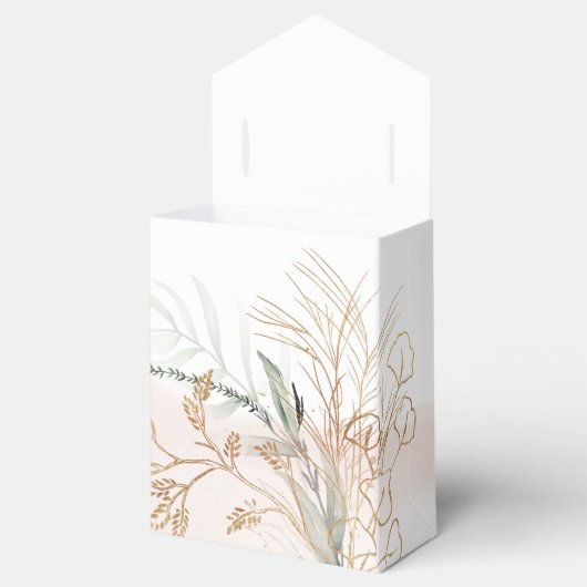 Gold Modern Eucalyptus Abstract Greenery Funky Bedankdoosjes (Geopend)