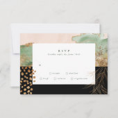 Gold Modern Eucalyptus Abstract Greenery Onyx RSVP Kaartje (Voorkant)