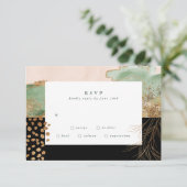 Gold Modern Eucalyptus Abstract Greenery Onyx RSVP Kaartje (Staand voorkant)