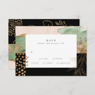 Gold Modern Eucalyptus Abstract Greenery Onyx RSVP Kaartje