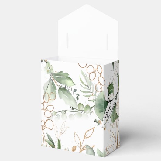 Gold Modern Eucalyptus Elegant Greenery Moss Bedankdoosjes (Geopend)