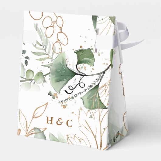 Gold Modern Eucalyptus Elegant Greenery Moss Bedankdoosjes (Achterkant)