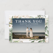 Gold Modern Eucalyptus Elegant Greenery Moss Foto Bedankkaart (Voorkant)