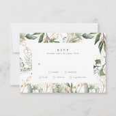 Gold Modern Eucalyptus Elegant Greenery Moss RSVP Kaartje (Voorkant)