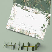 Gold Modern Eucalyptus Elegant Greenery Moss RSVP Kaartje