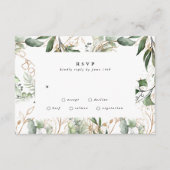 Gold Modern Eucalyptus Modern Greenery Moss RSVP Kaartje (Voorkant)