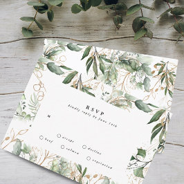 Gold Modern Eucalyptus Modern Greenery Moss RSVP Kaartje