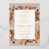 Gold Modern Fall Wedding Folie Uitnodiging (Voorkant)