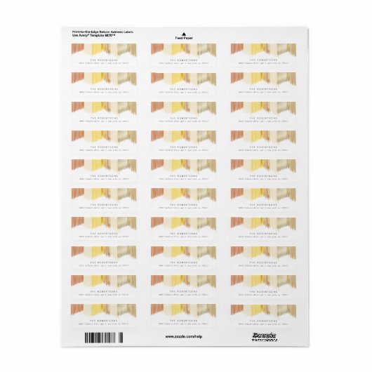 Gold Modern Fringe Return Address Labels (Full Sheet)