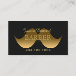 Gold Modern Gentleman Mustache Barber Mannen Salon Visitekaartje