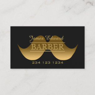 Gold Modern Gentleman Mustache Barber Mannen Salon Visitekaartje