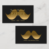 Gold Modern Gentleman Mustache Barber Mannen Salon Visitekaartje (Voorkant / Achterkant)