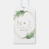 Gold Modern Glam Geometric Botanical Weddenschap Cadeaulabel (Voorkant)