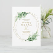 Gold Modern Glam Geometric Botanical Weddenschap Kaart (Staand voorkant)